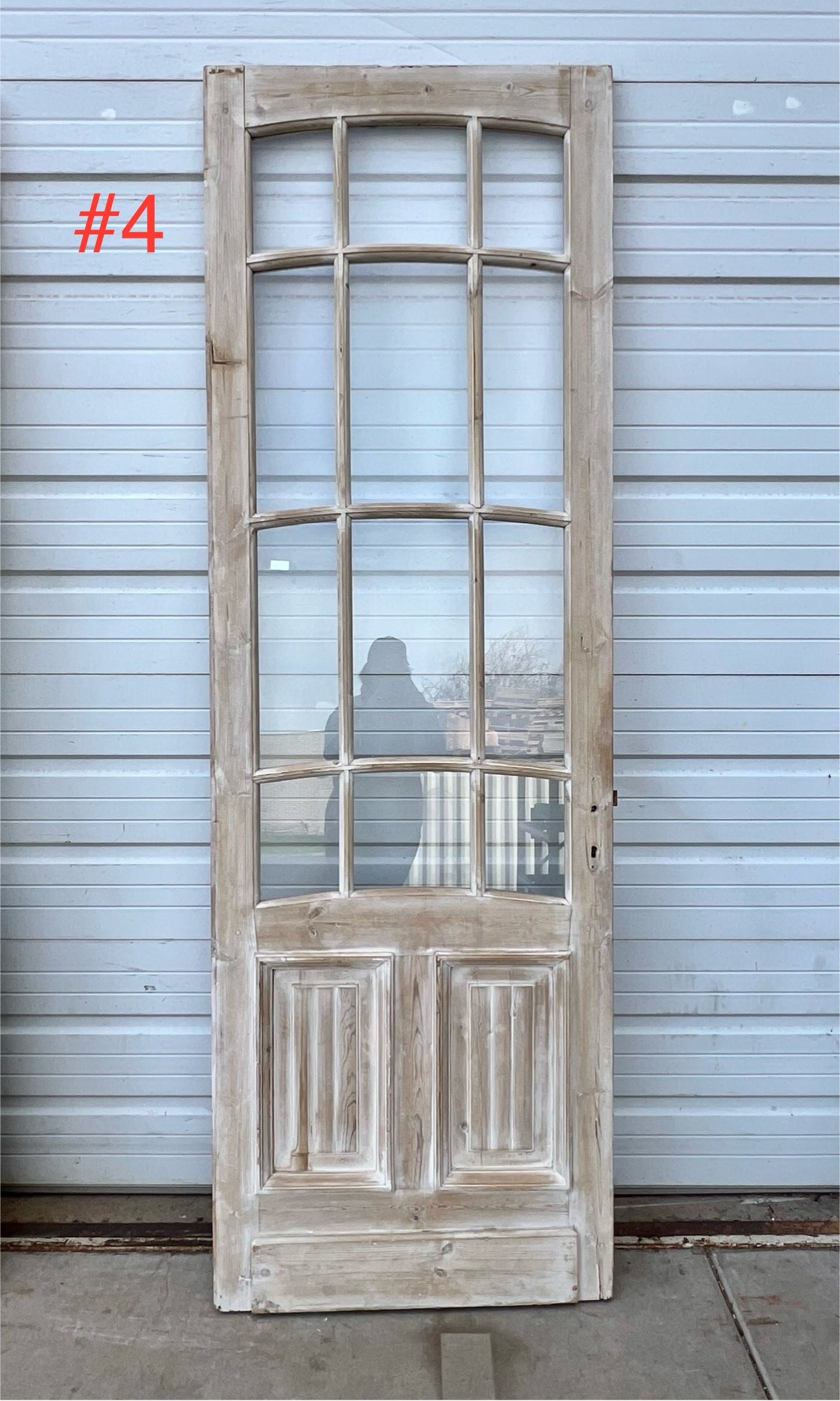 Single Washed Wood Door w/12 Glass Panes