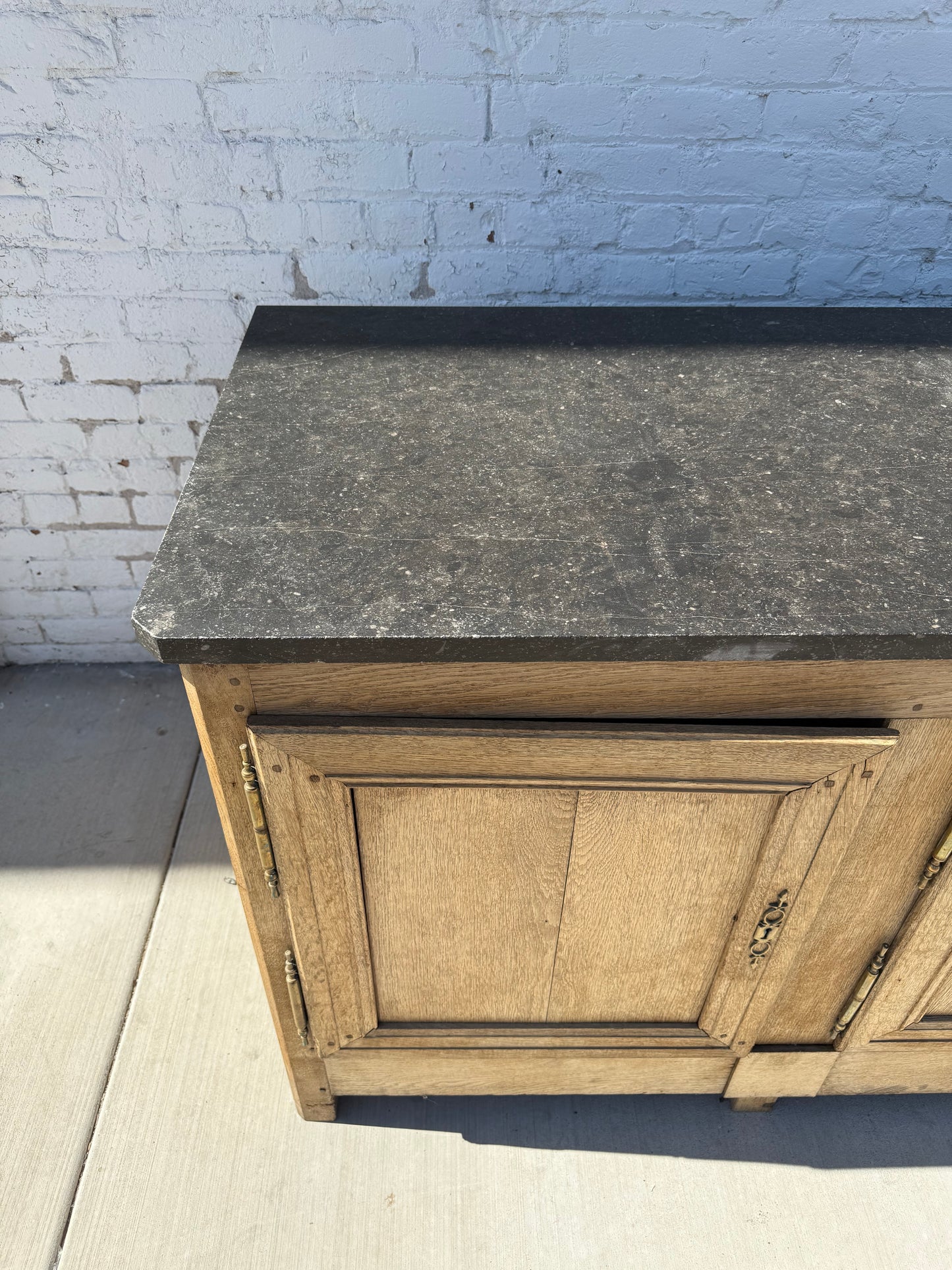 Bleached Oak Sideboard With Marble Top, c.1850 from Bretagne Region of France