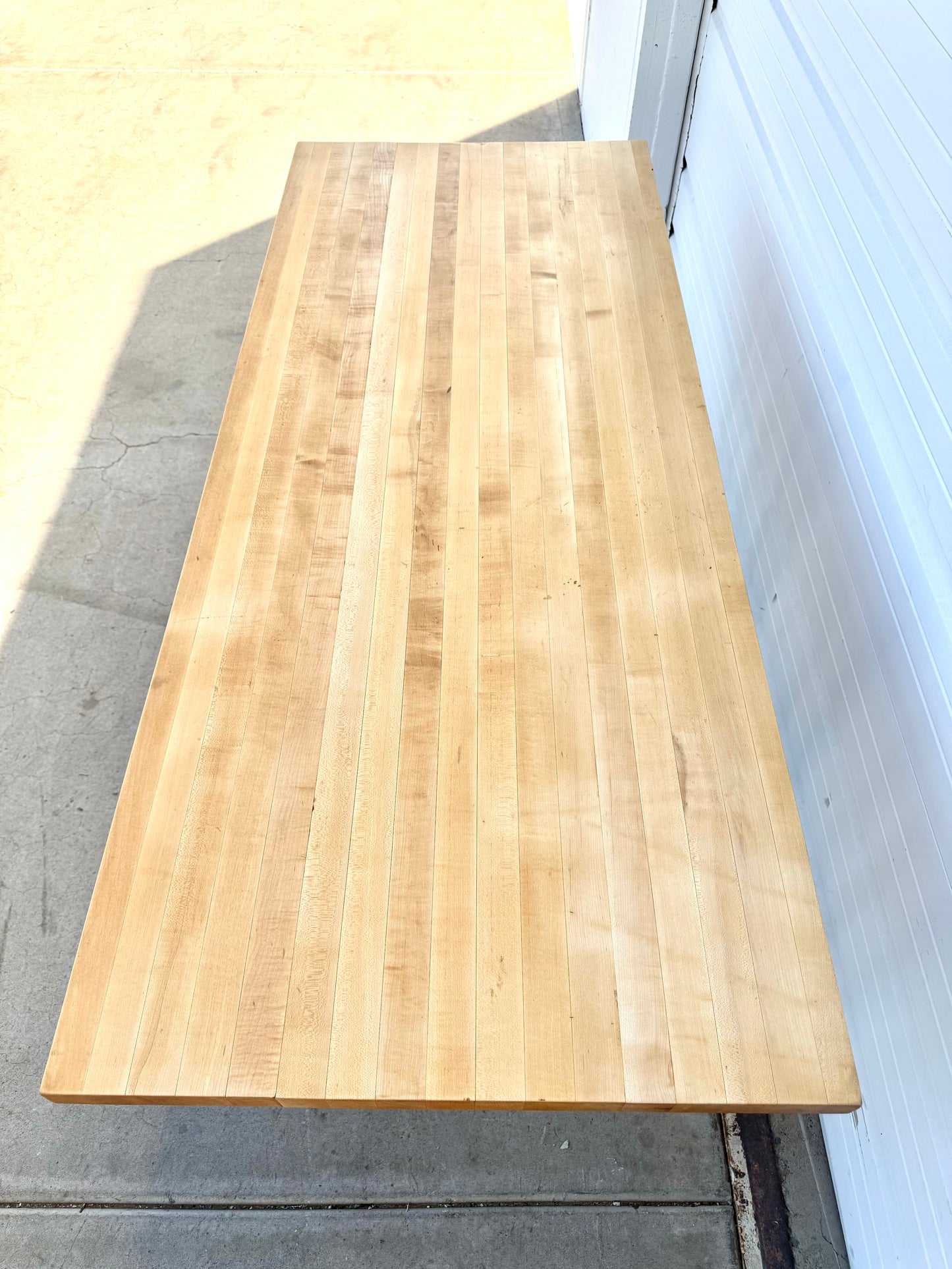 Wooden Work Table with Iron Base