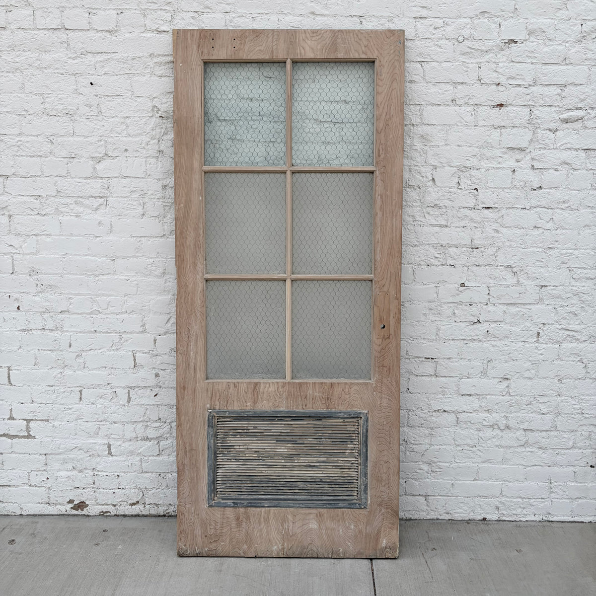 Vintage Wooden Door with Chicken Wire Glass