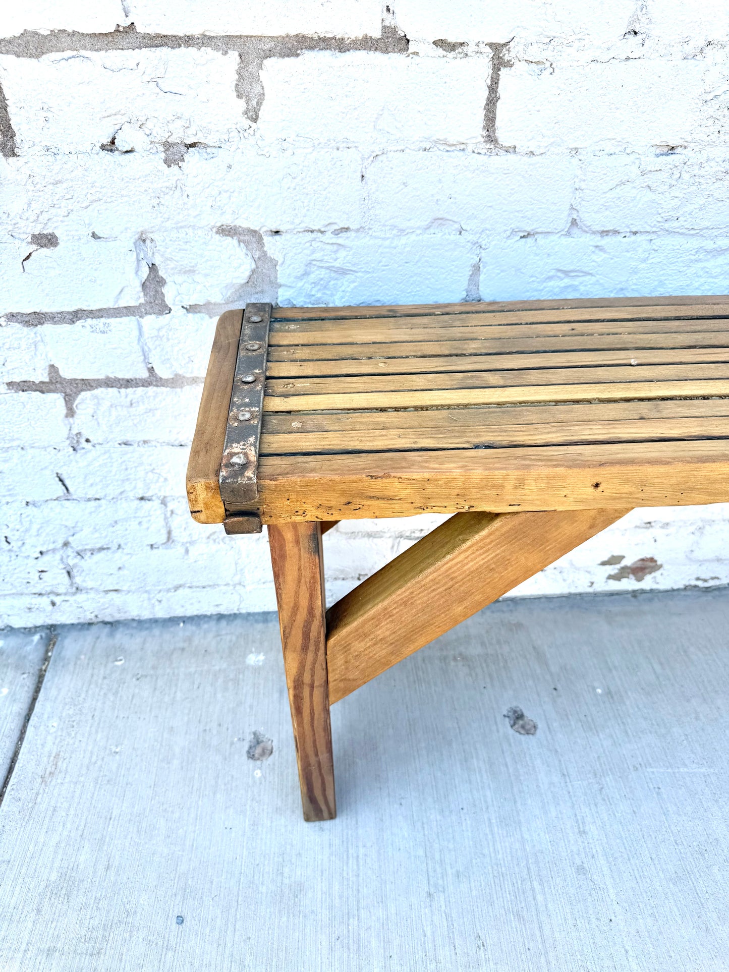 Industrial Slatted Bench