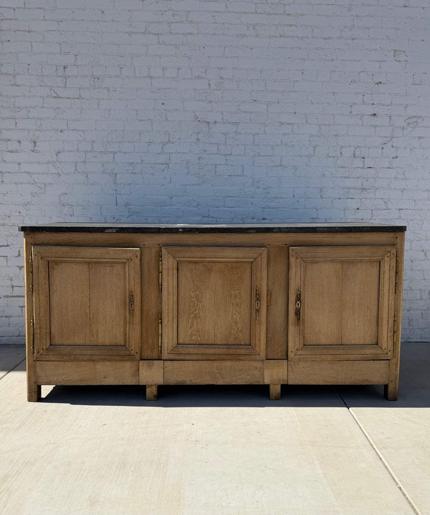 Bleached Oak Sideboard With Marble Top, c.1850 from Bretagne Region of France