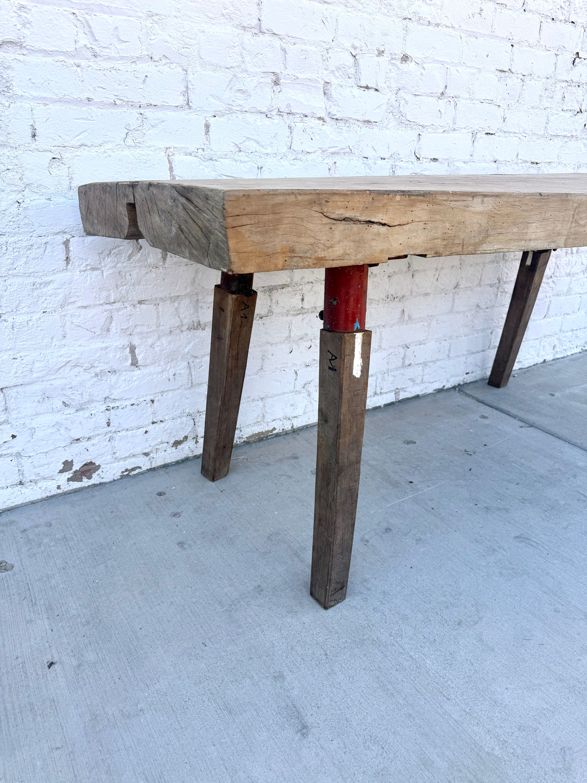 French Bleached Butcher Block Work Table