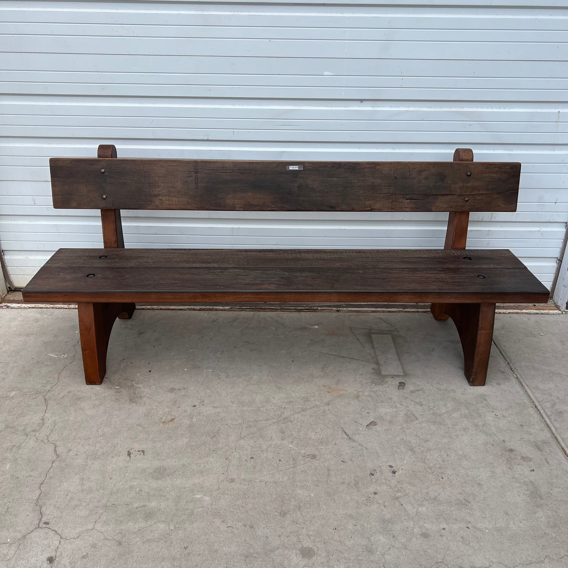 Large Wood Bench w/Back – Antiquities Warehouse