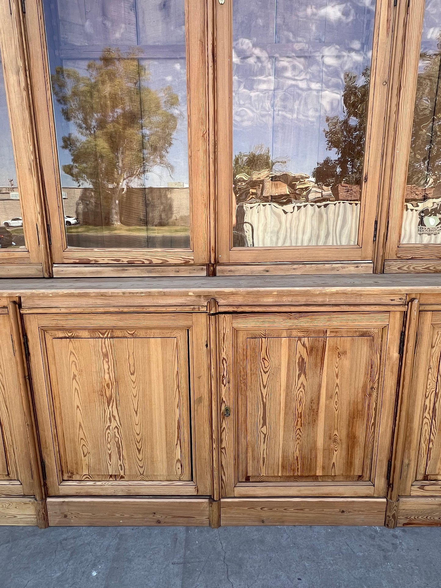 Stately Wood and Glass Front Bookcase Display Cabinet