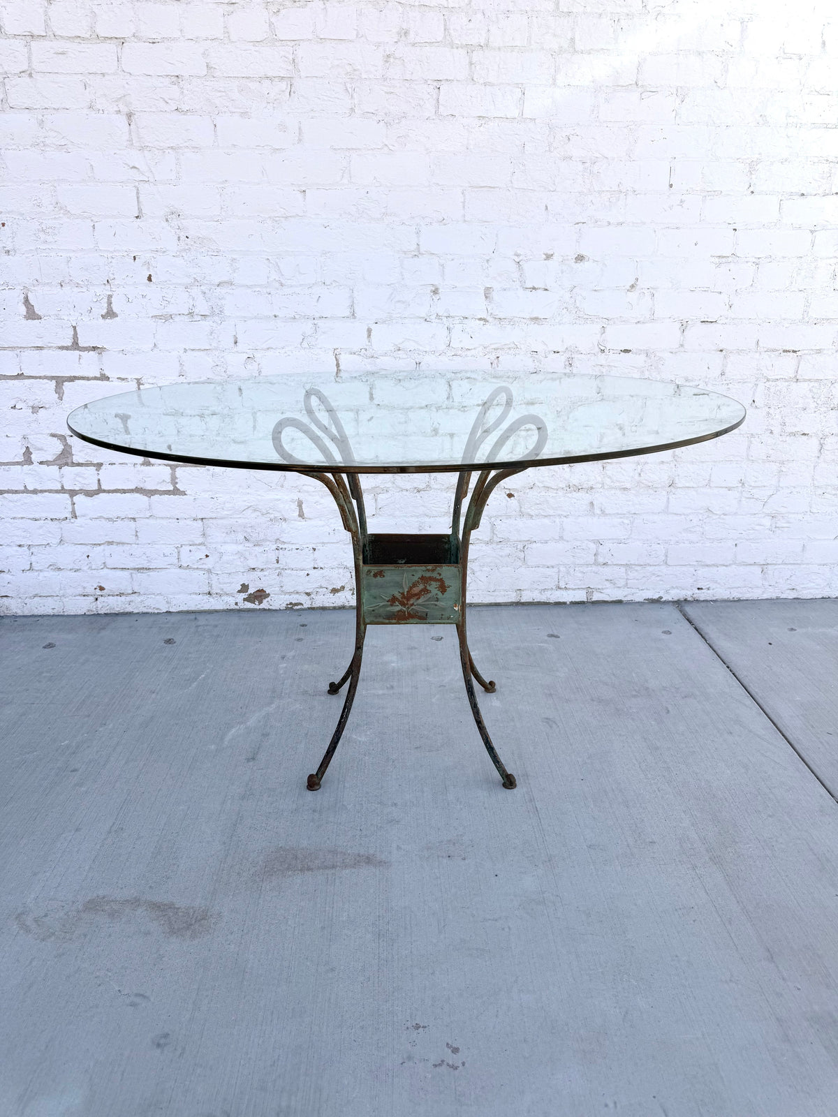 French Glass Top Garden Table