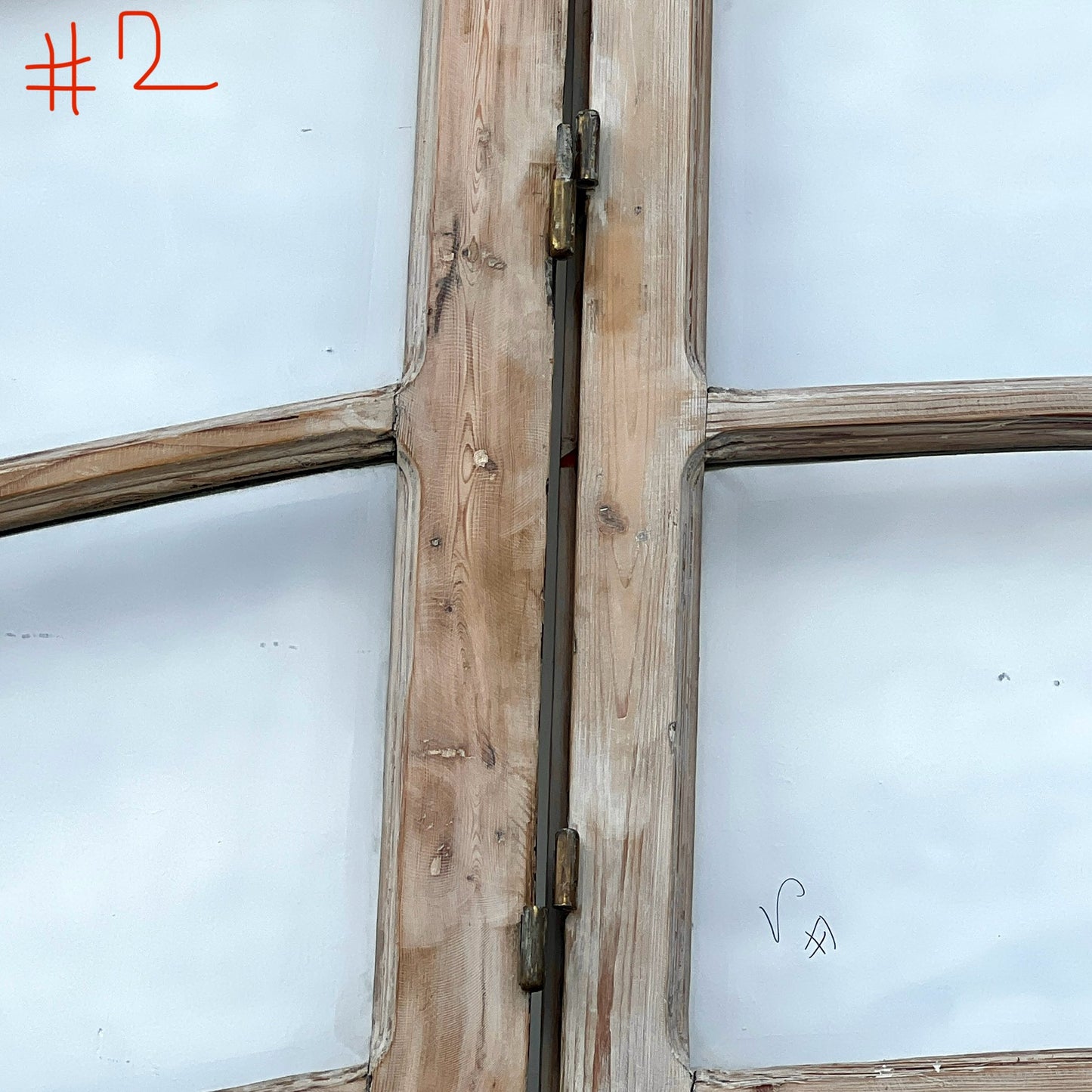 Set of Arched Washed Wood Doors w/24 Lites