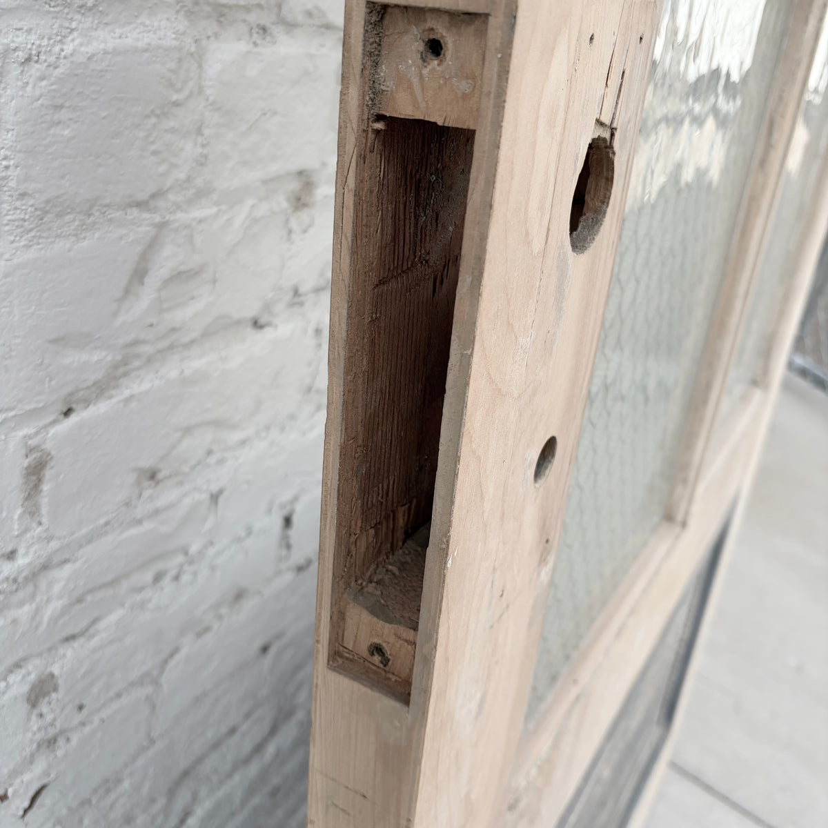 Vintage Wooden Door with Chicken Wire Glass