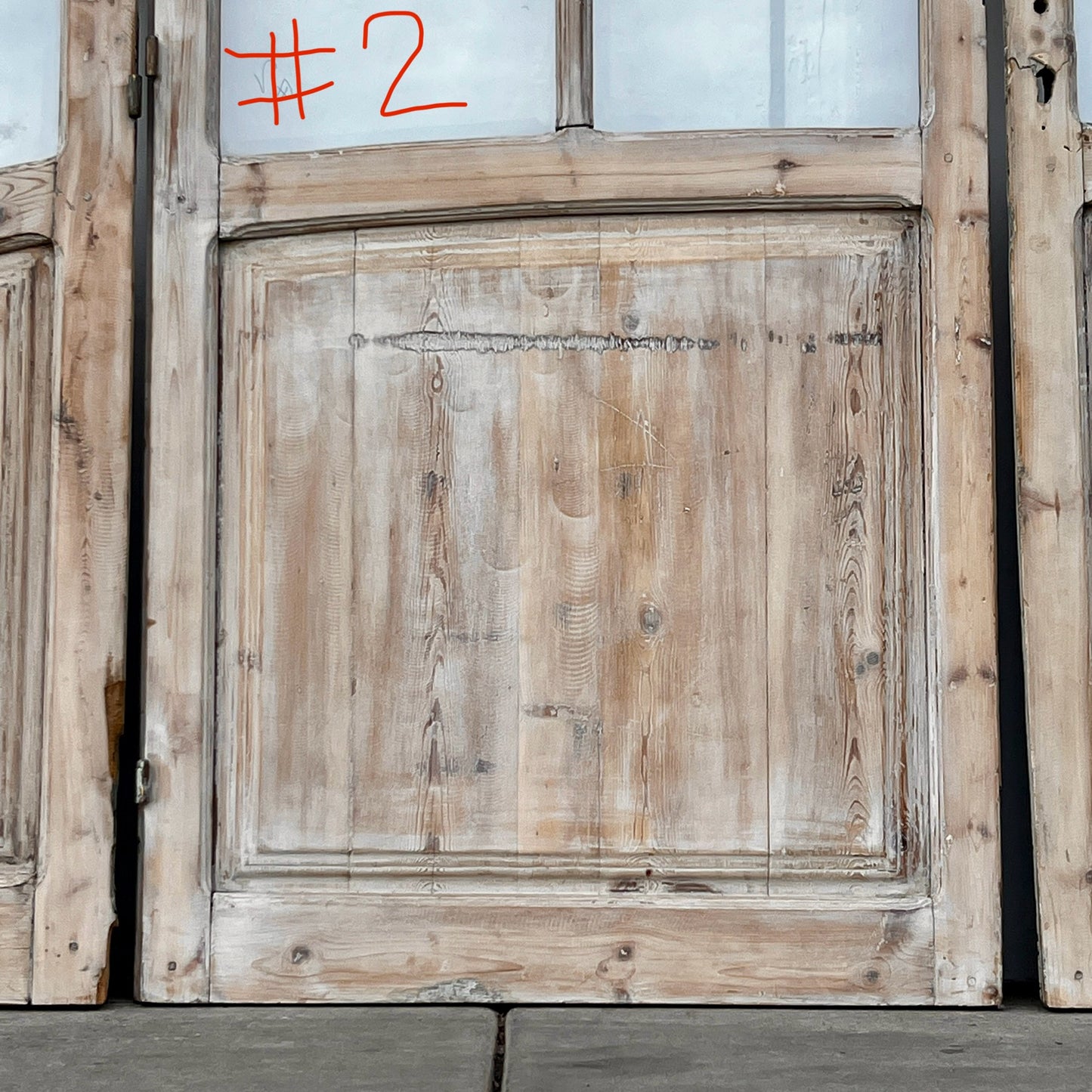 Set of Arched Washed Wood Doors w/24 Lites