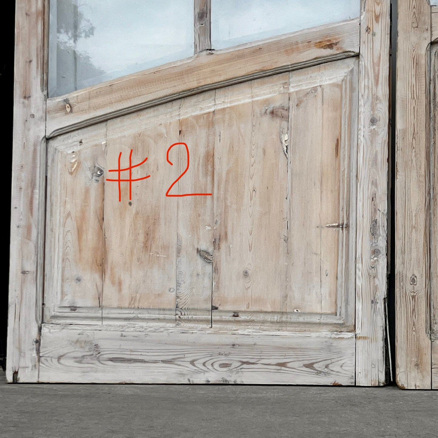 Set of Arched Washed Wood Doors w/24 Lites