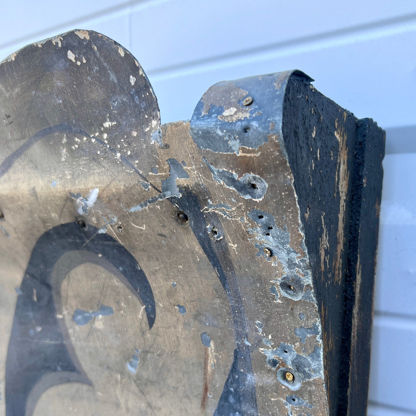 French Wood and Metal Rectangle Mirror