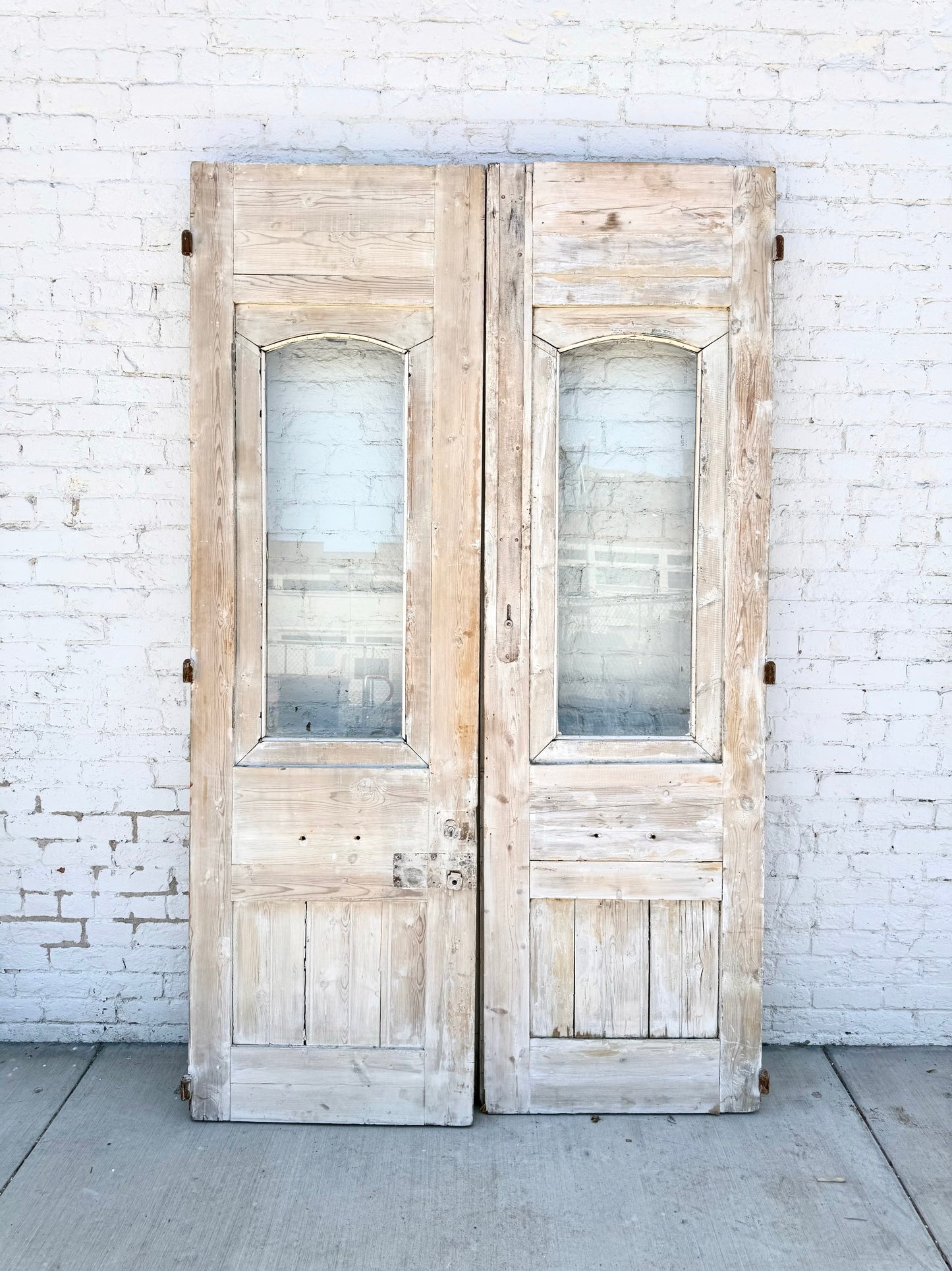 Pair of Washed French Carved Entrance Doors