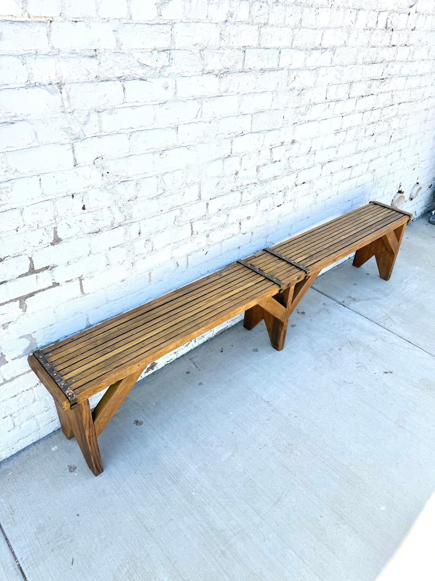Industrial Slatted Bench
