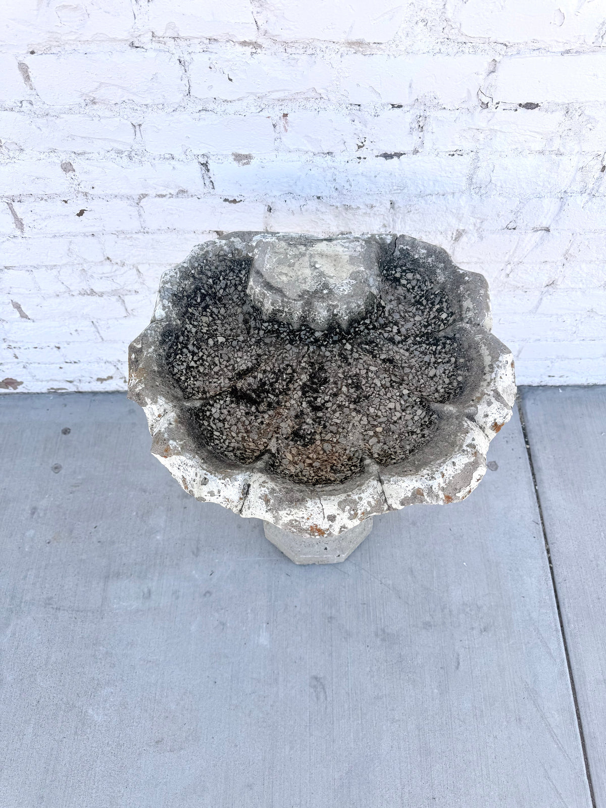Vintage Scalloped Antique Bird Bath