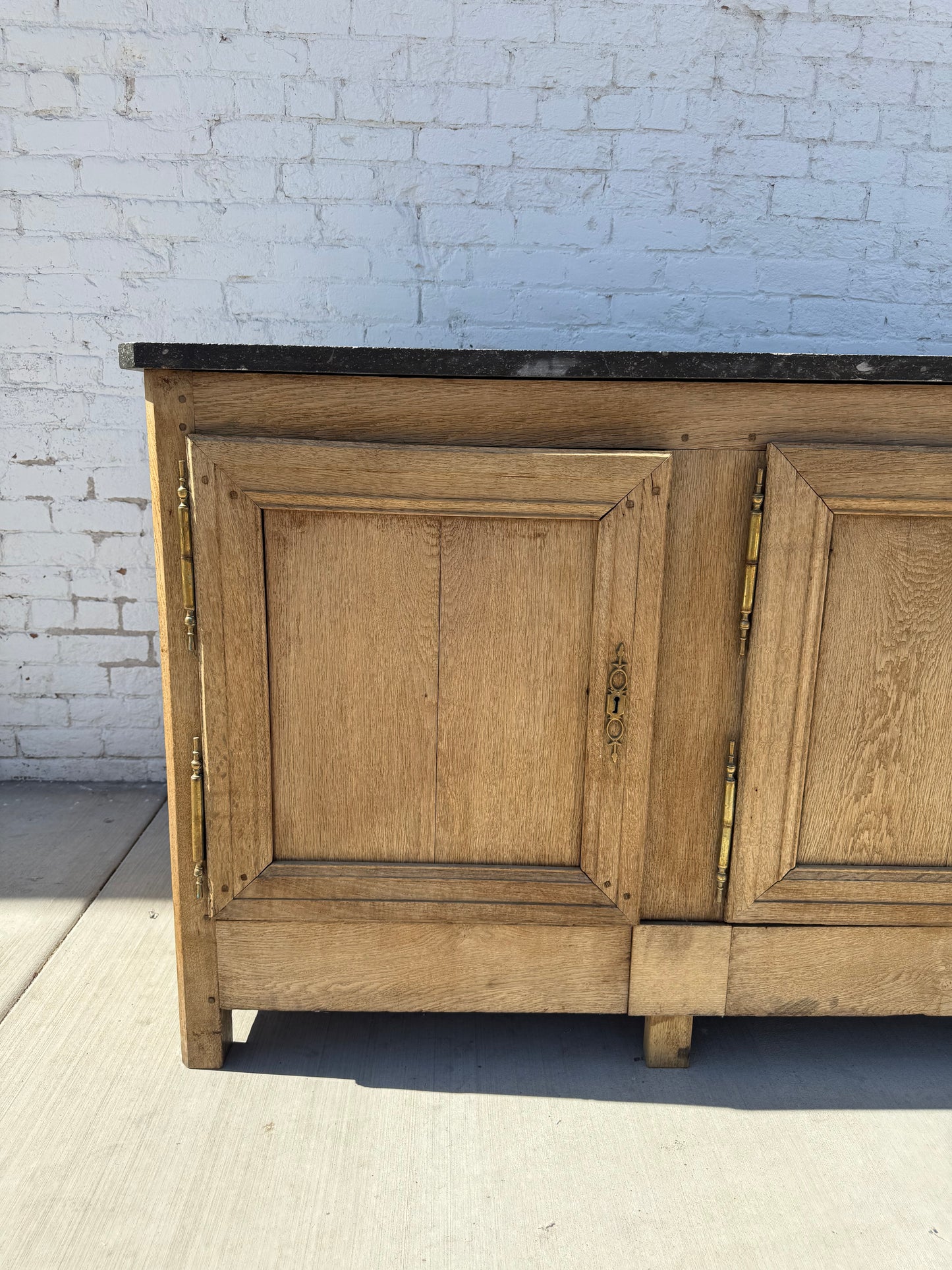 Bleached Oak Sideboard With Marble Top, c.1850 from Bretagne Region of France