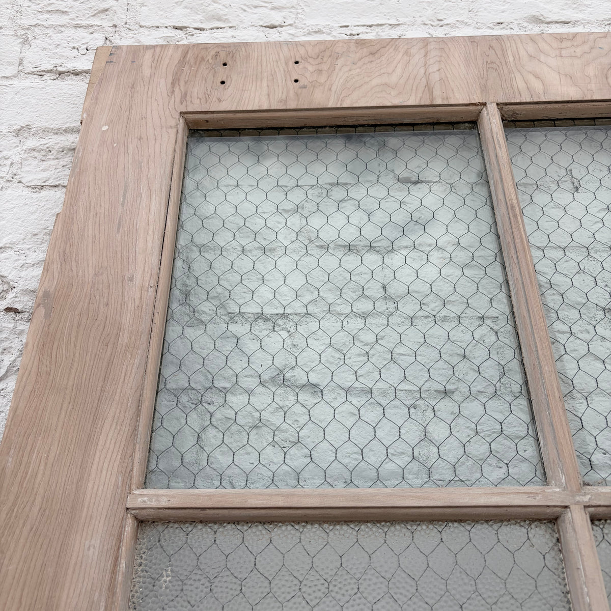 Vintage Wooden Door with Chicken Wire Glass