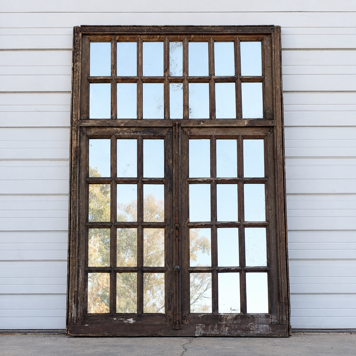 Large Antique Rectangle Mirrored Window