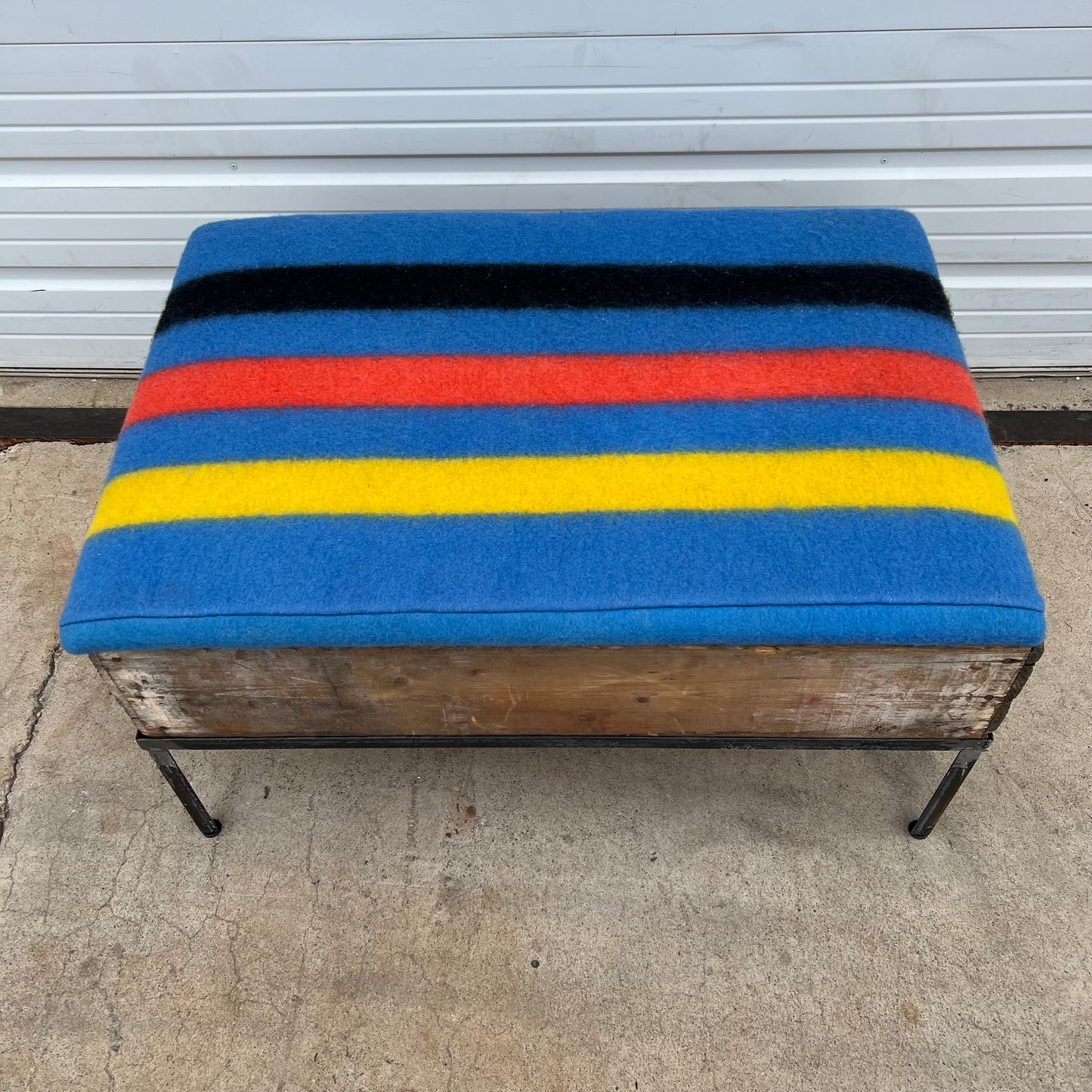 Raisin Box Ottoman with Camp Blanket Top