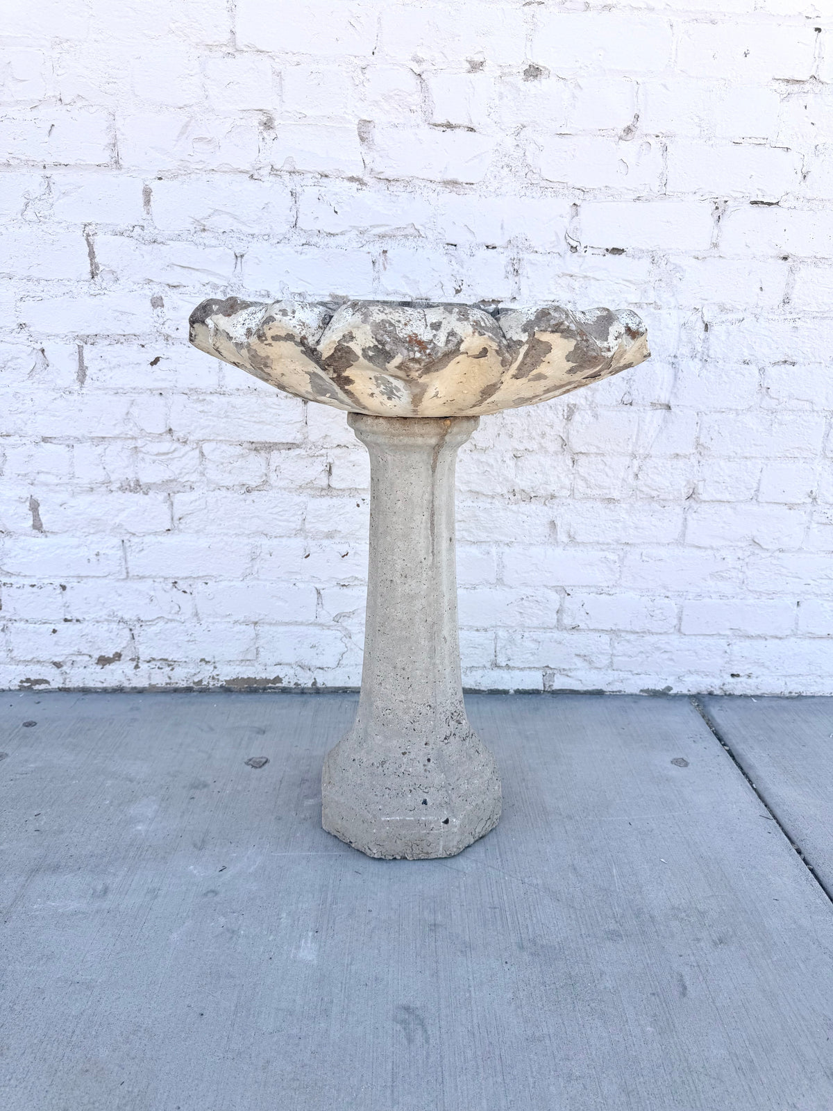Vintage Scalloped Antique Bird Bath