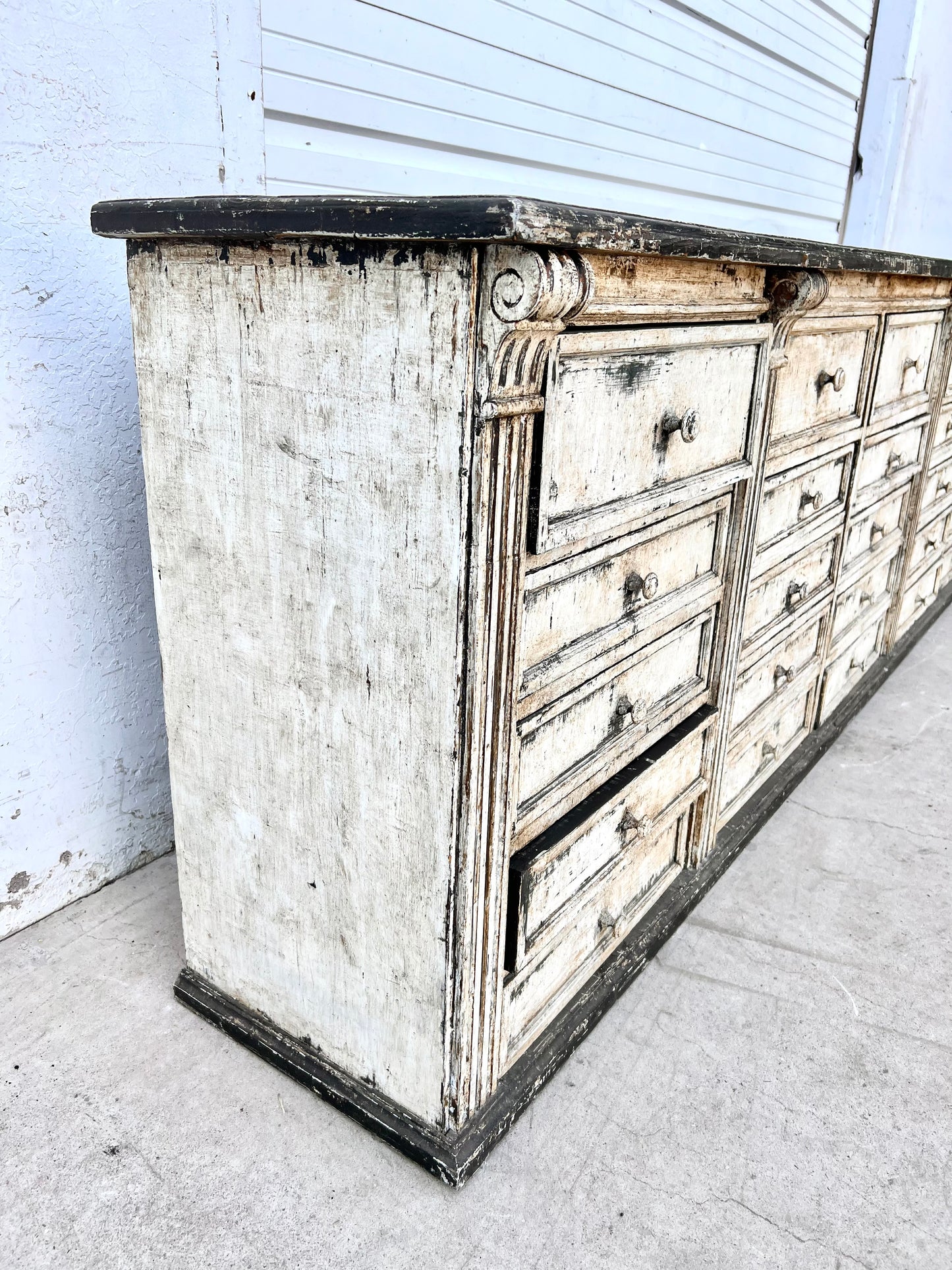 19th C. French 30 Drawer Apothecary Counter