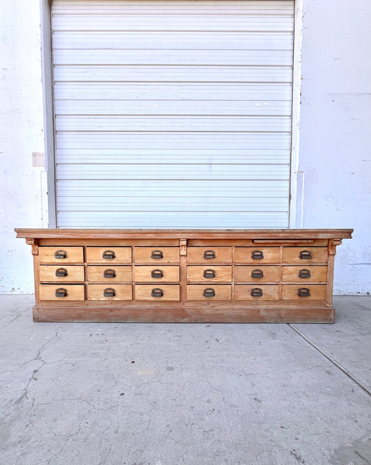 19th C. French 18 Drawer Store Counter