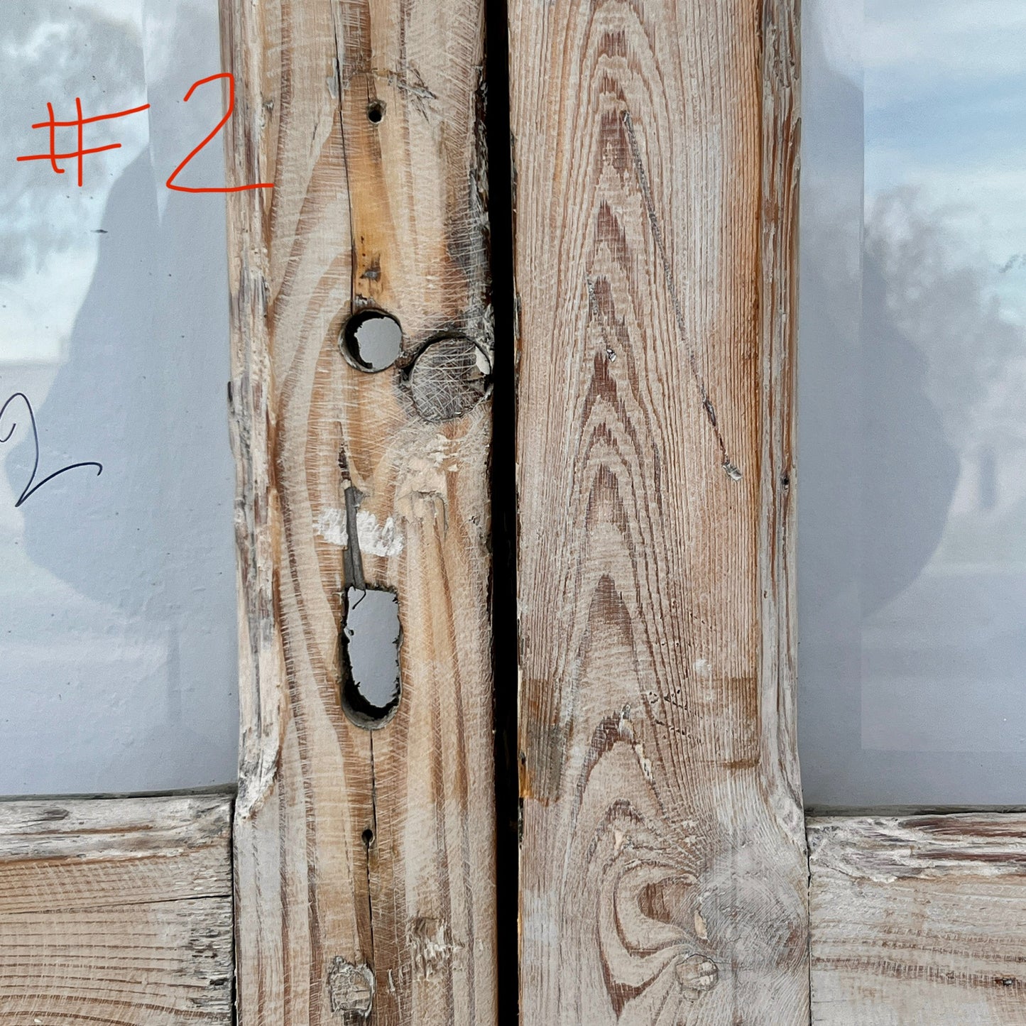 Set of Arched Washed Wood Doors w/24 Lites