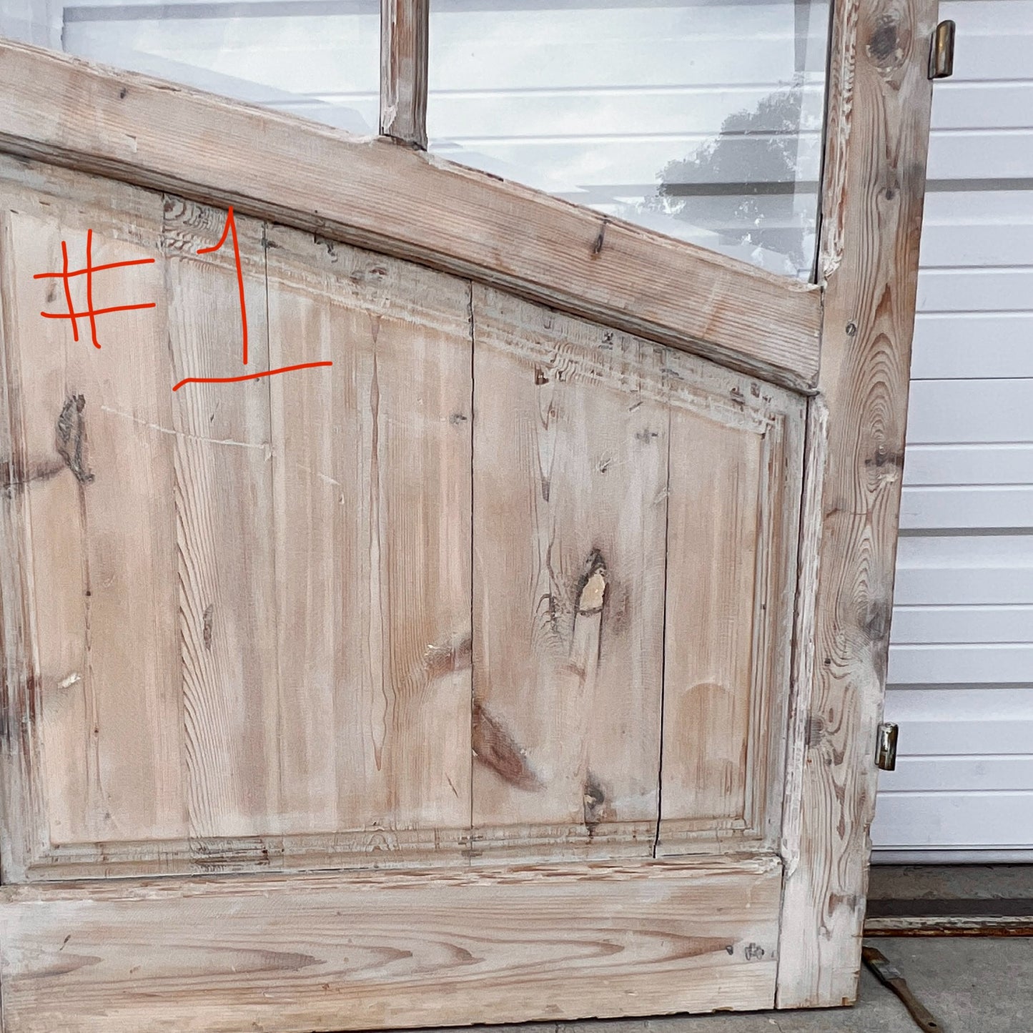 Set of Arched Washed Wood Doors w/24 Lites