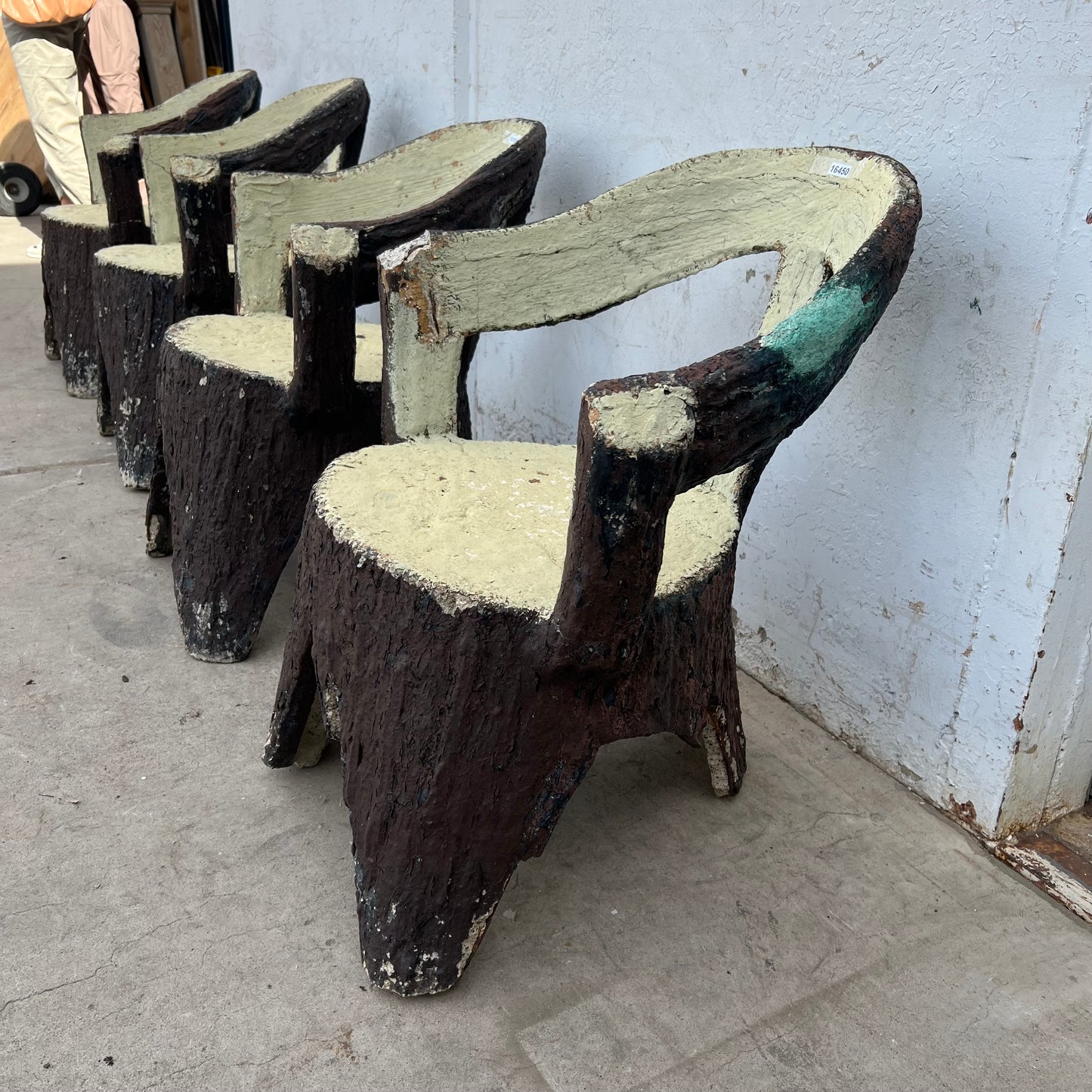 Set of 4 Painted Faux Bois Chairs