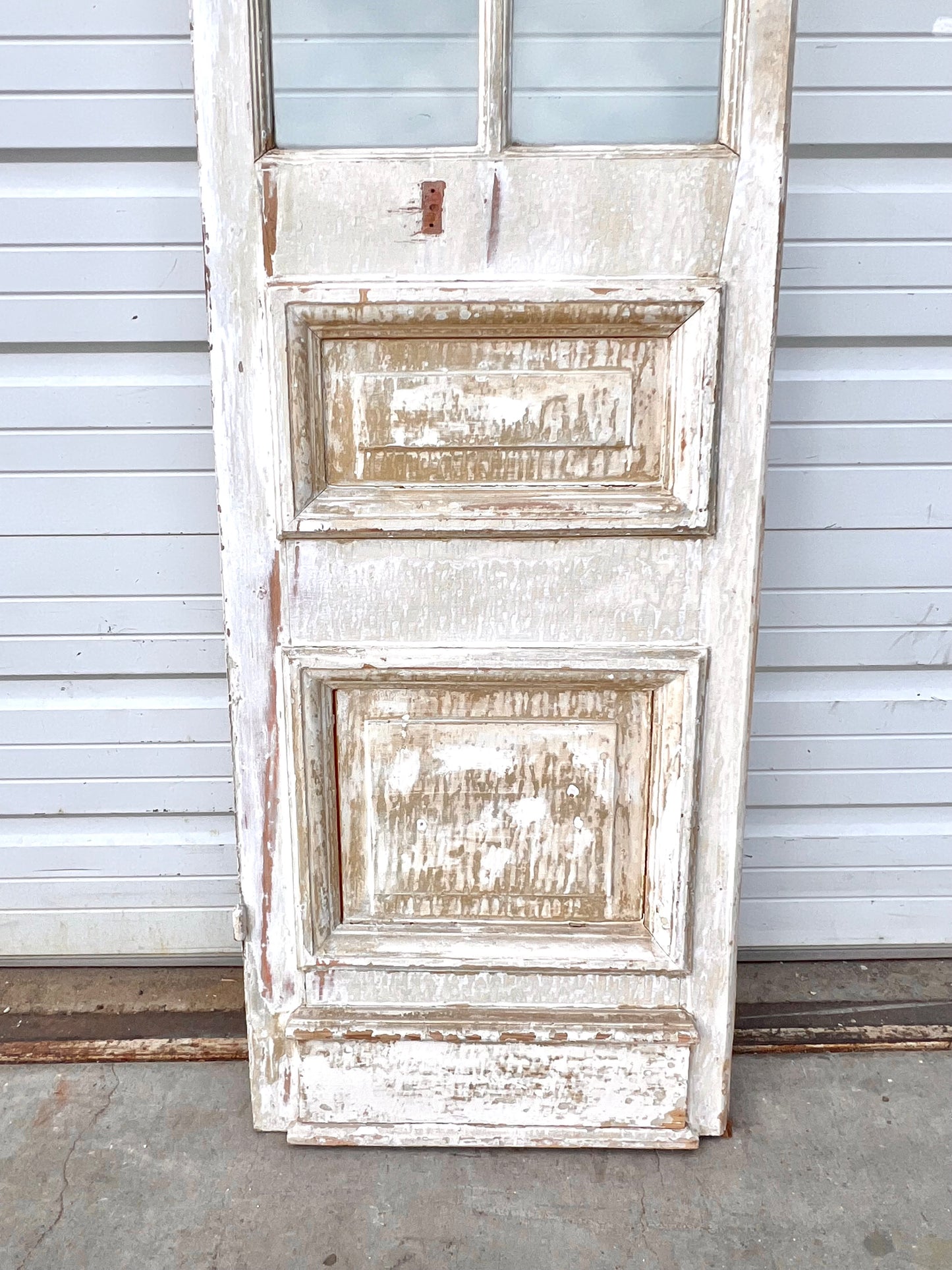 Single 2 Panel 7 Lite Washed Wood French Antique Door