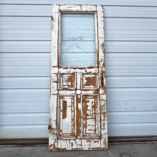 Antique 4 Panel Half Lite Single Wood Antique Door