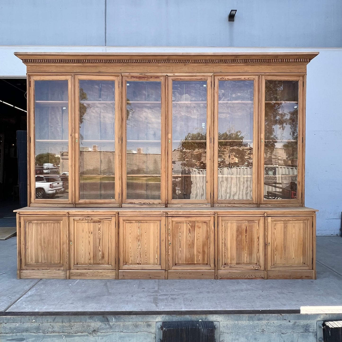 Stately Wood and Glass Front Bookcase Display Cabinet