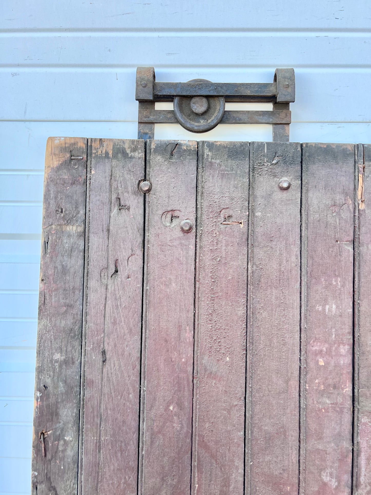 Antique Rustic Single Barn Door with Original Rollers