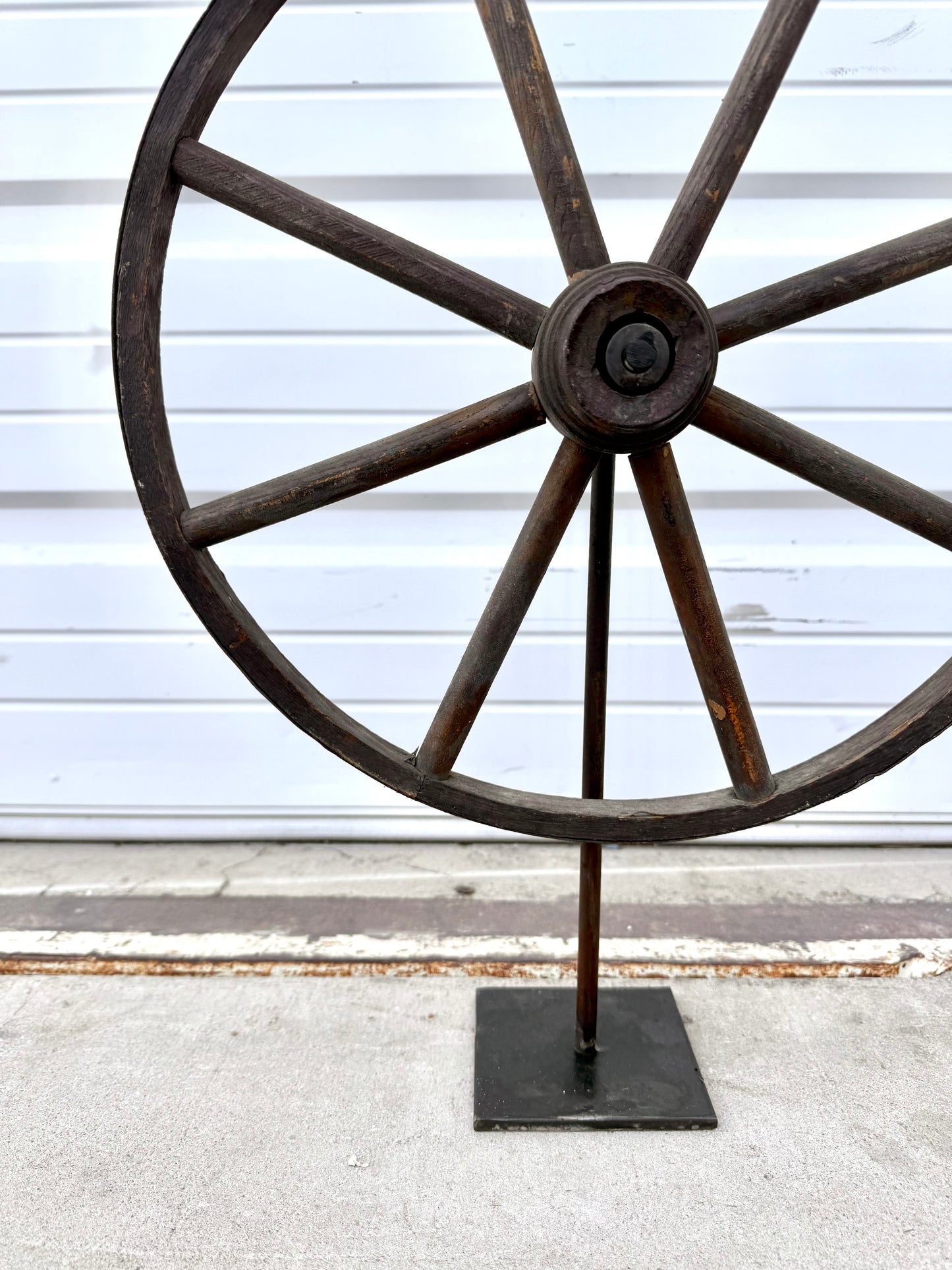 Antique Wooden Wheel on Stand