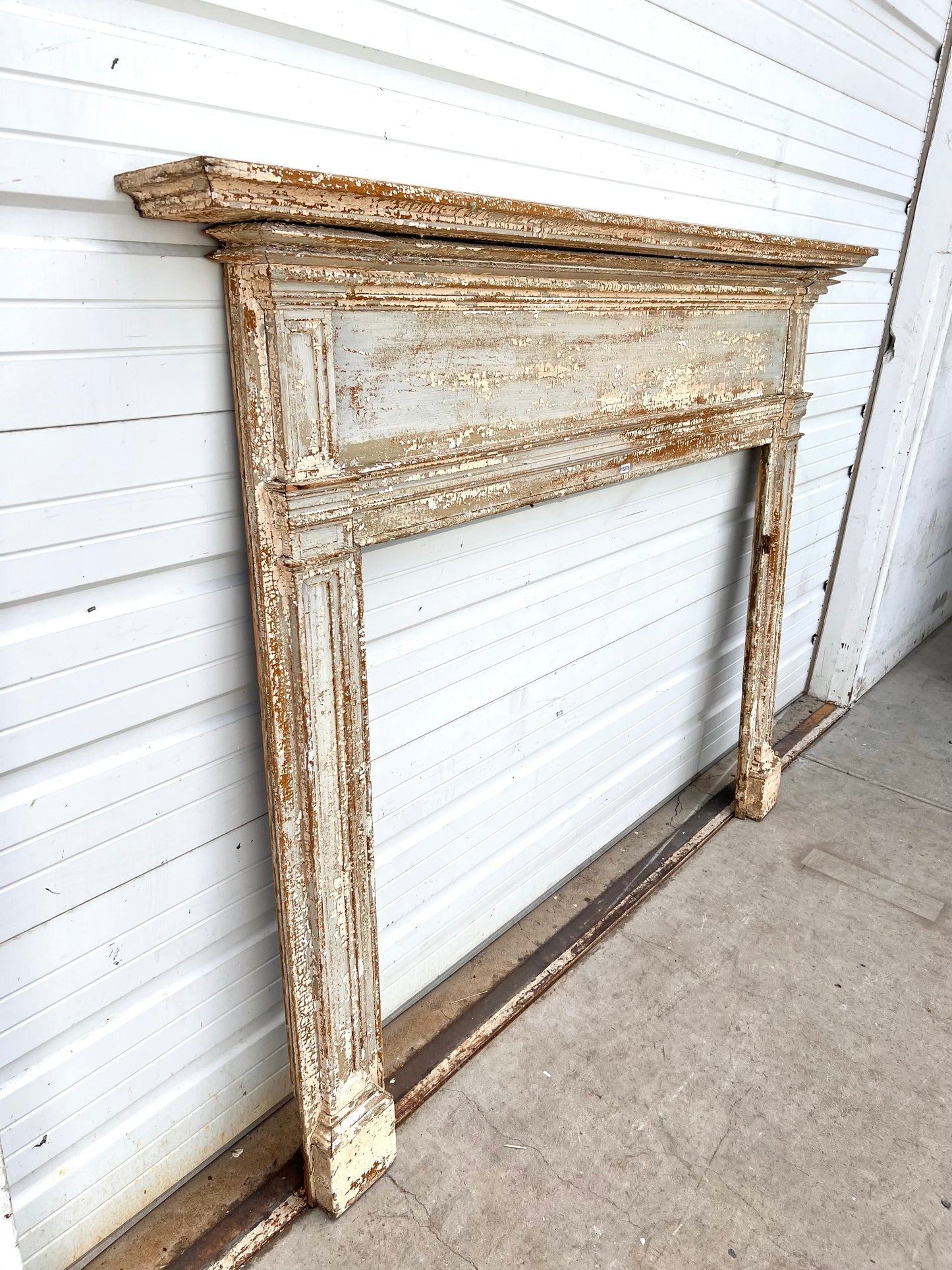 Early Wooden Painted Fireplace Mantle