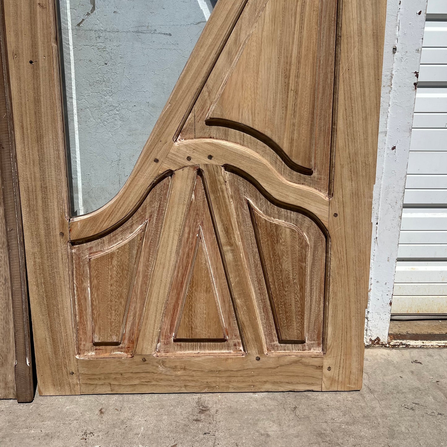 Pair of Carved Entrance Doors w/2 Single Glass Lites