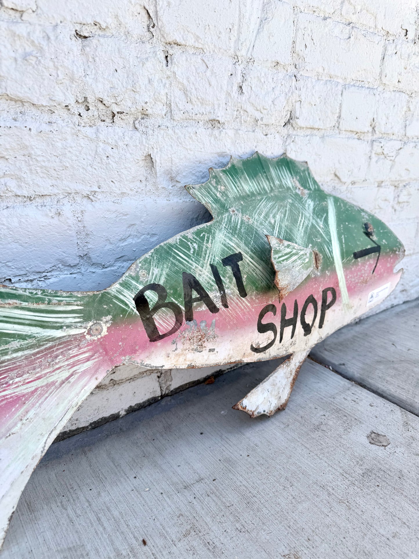 Vintage Handmade Metal Bait Shop Sign