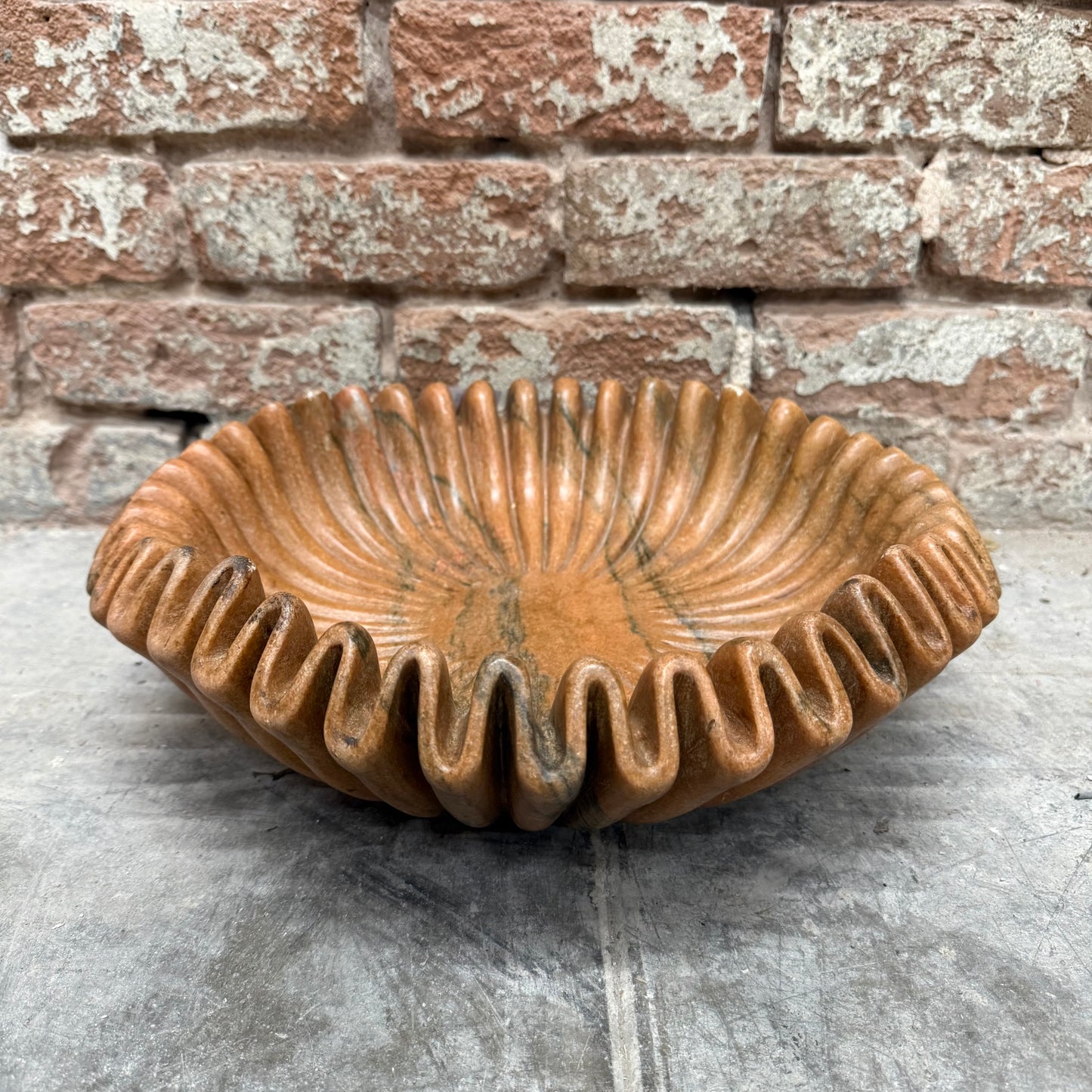 Medium Terra Cotta Marble Ruffle Bowl