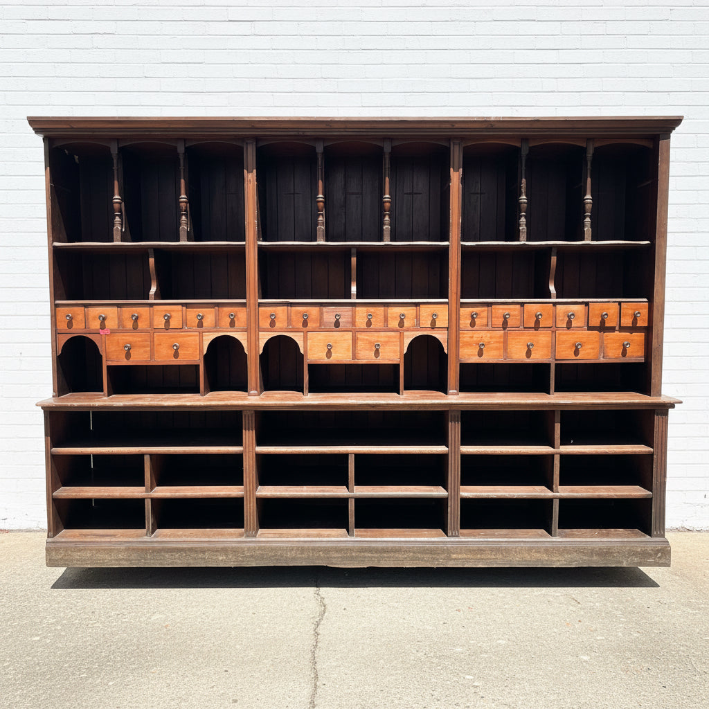 19th C. 2-Piece Haberdashery Cabinet