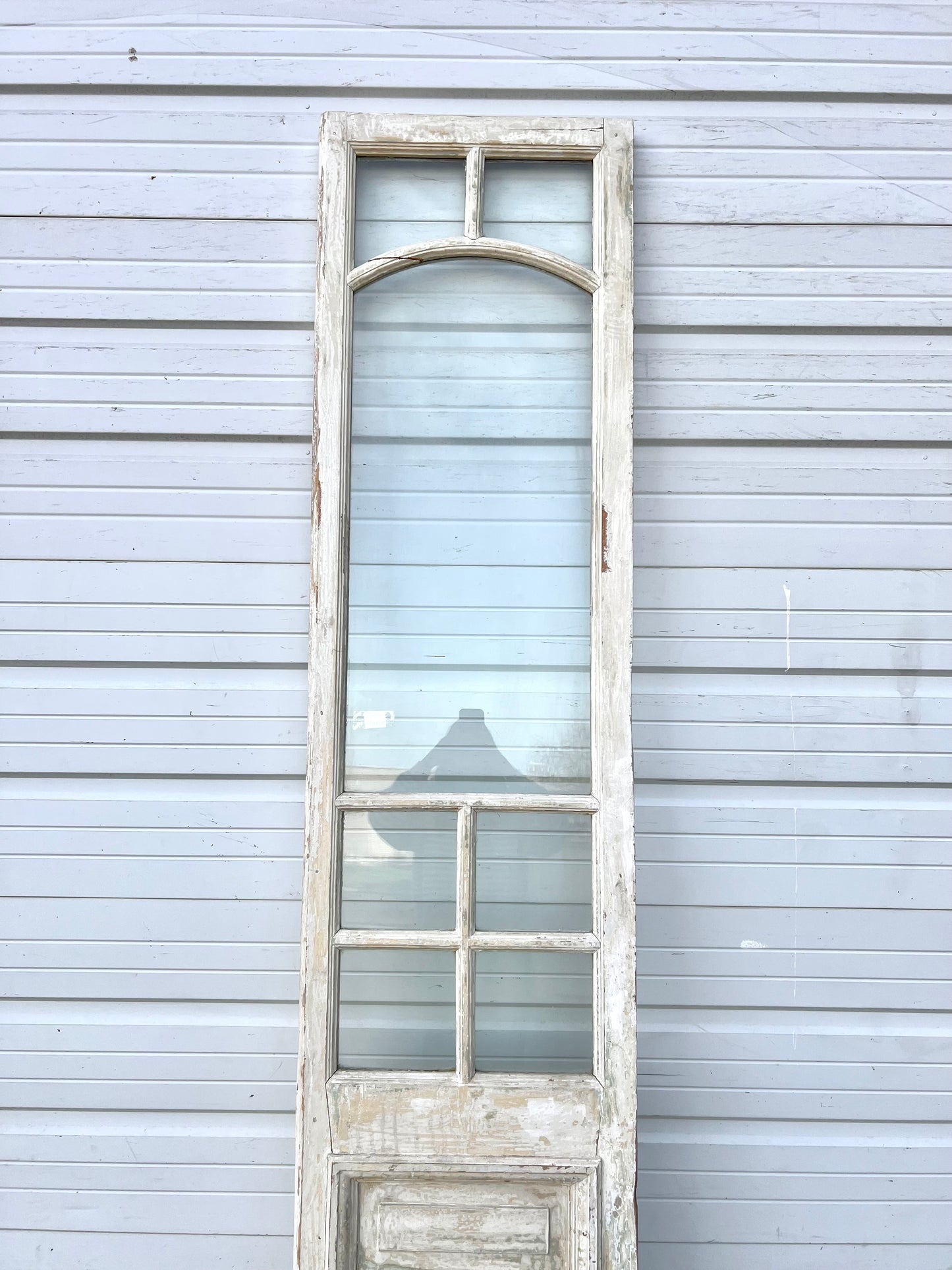 Single 2 Panel 7 Lite Washed Wood French Antique Door