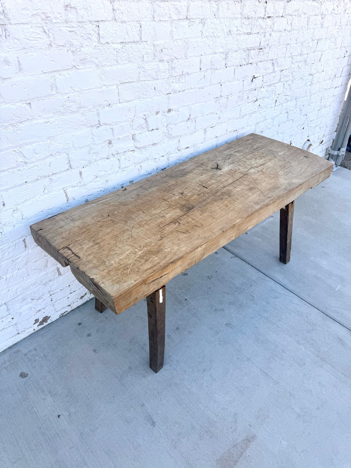 French Bleached Butcher Block Work Table