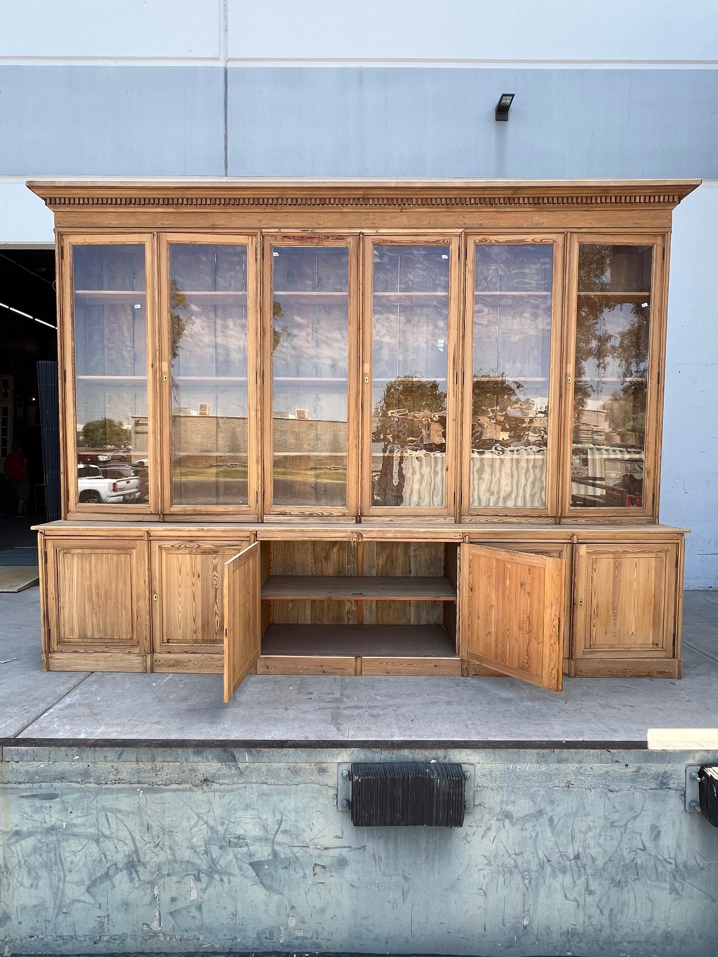 Stately Wood and Glass Front Bookcase Display Cabinet