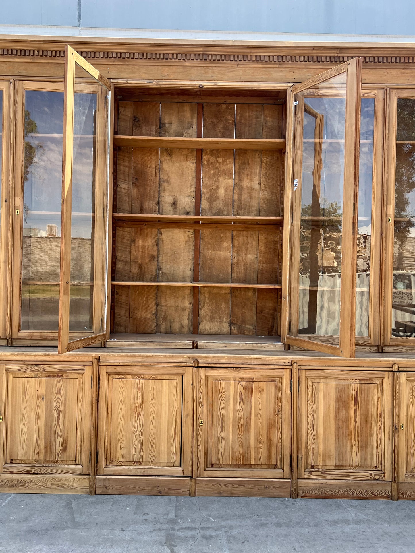 Stately Wood and Glass Front Bookcase Display Cabinet