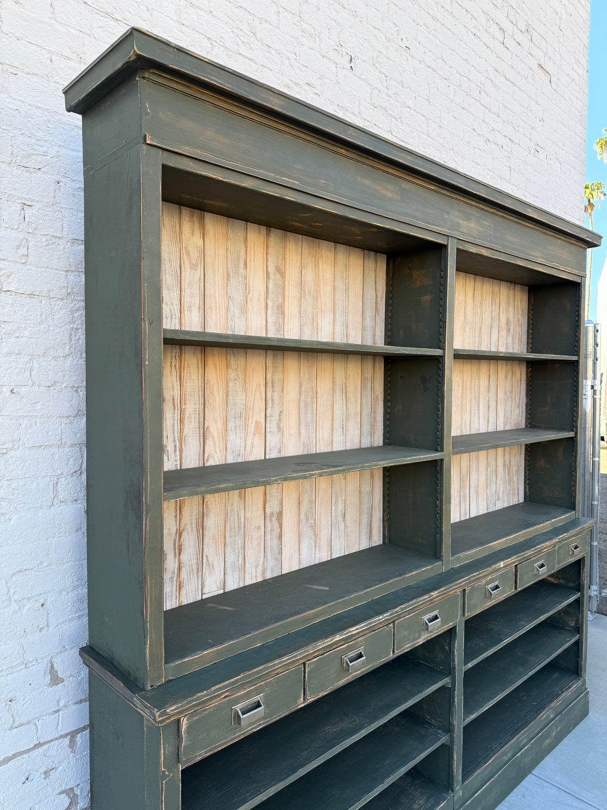 Vintage Green Apothecary / General Store Cabinet