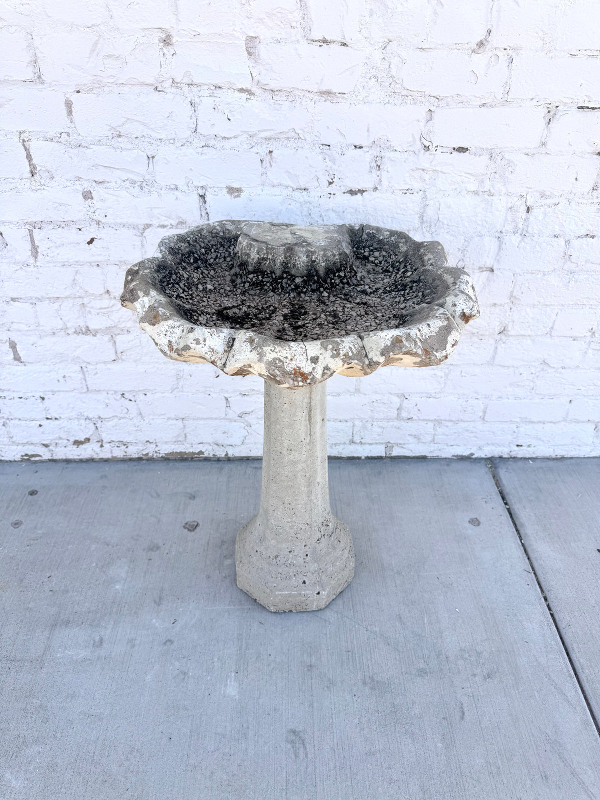Vintage Scalloped Antique Bird Bath