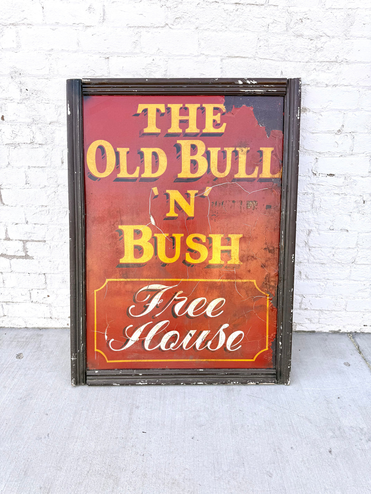 Painted Framed Pub Sign - The Bull N Bush