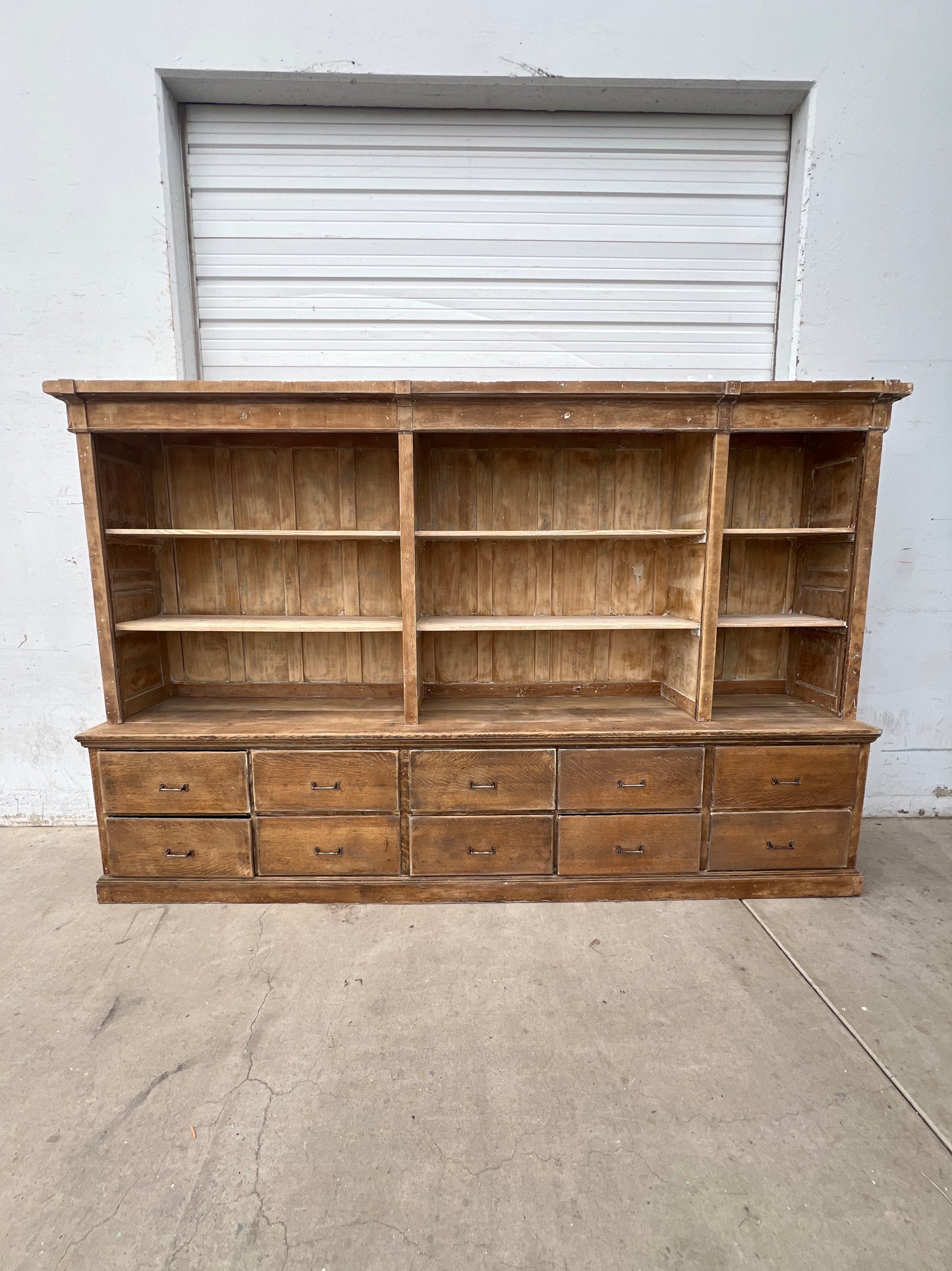 Two Piece, 10-Drawer Store Display Cabinet