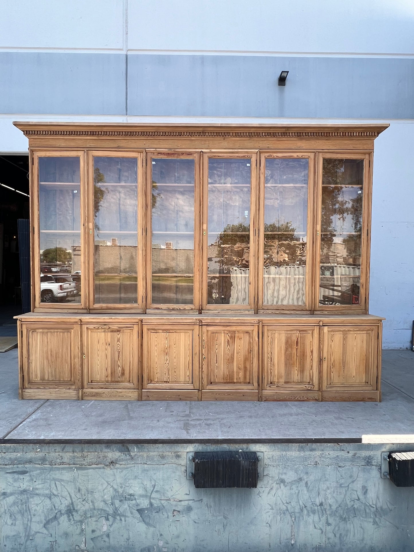 Stately Wood and Glass Front Bookcase Display Cabinet