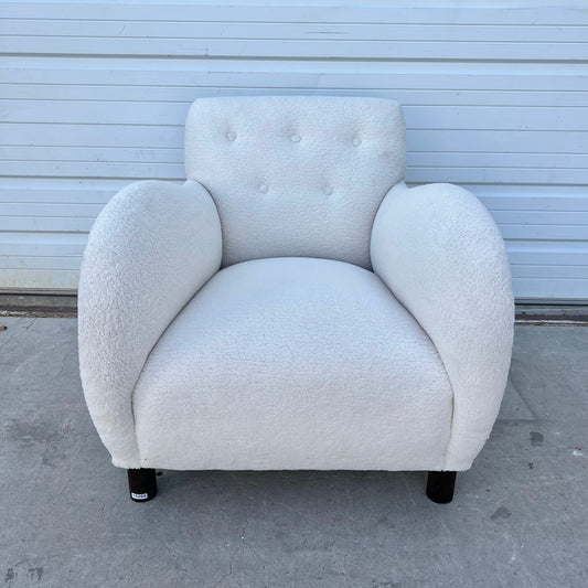 Large Danish Chair with Boucle Fabric
