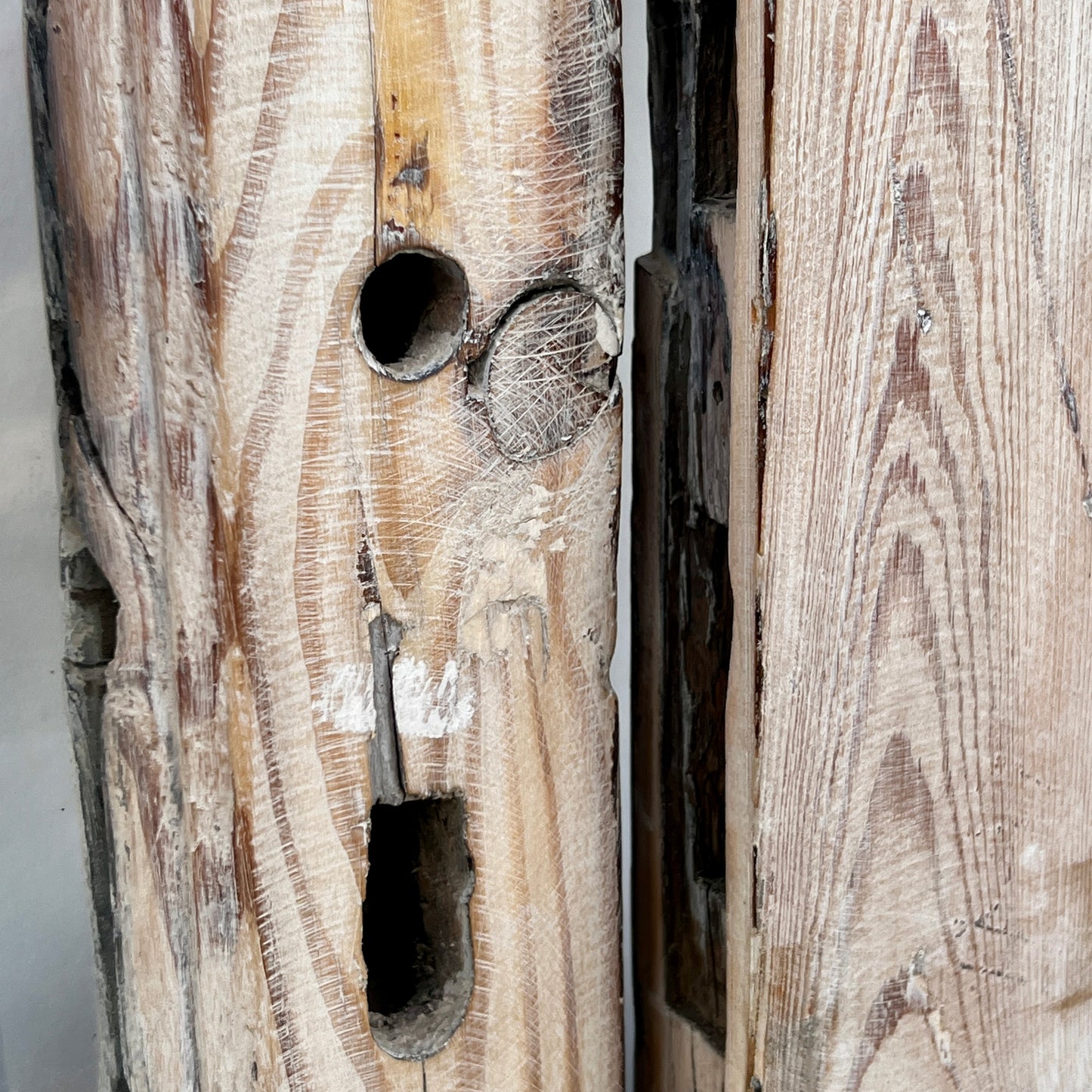 Set of Arched Washed Wood Doors w/24 Lites