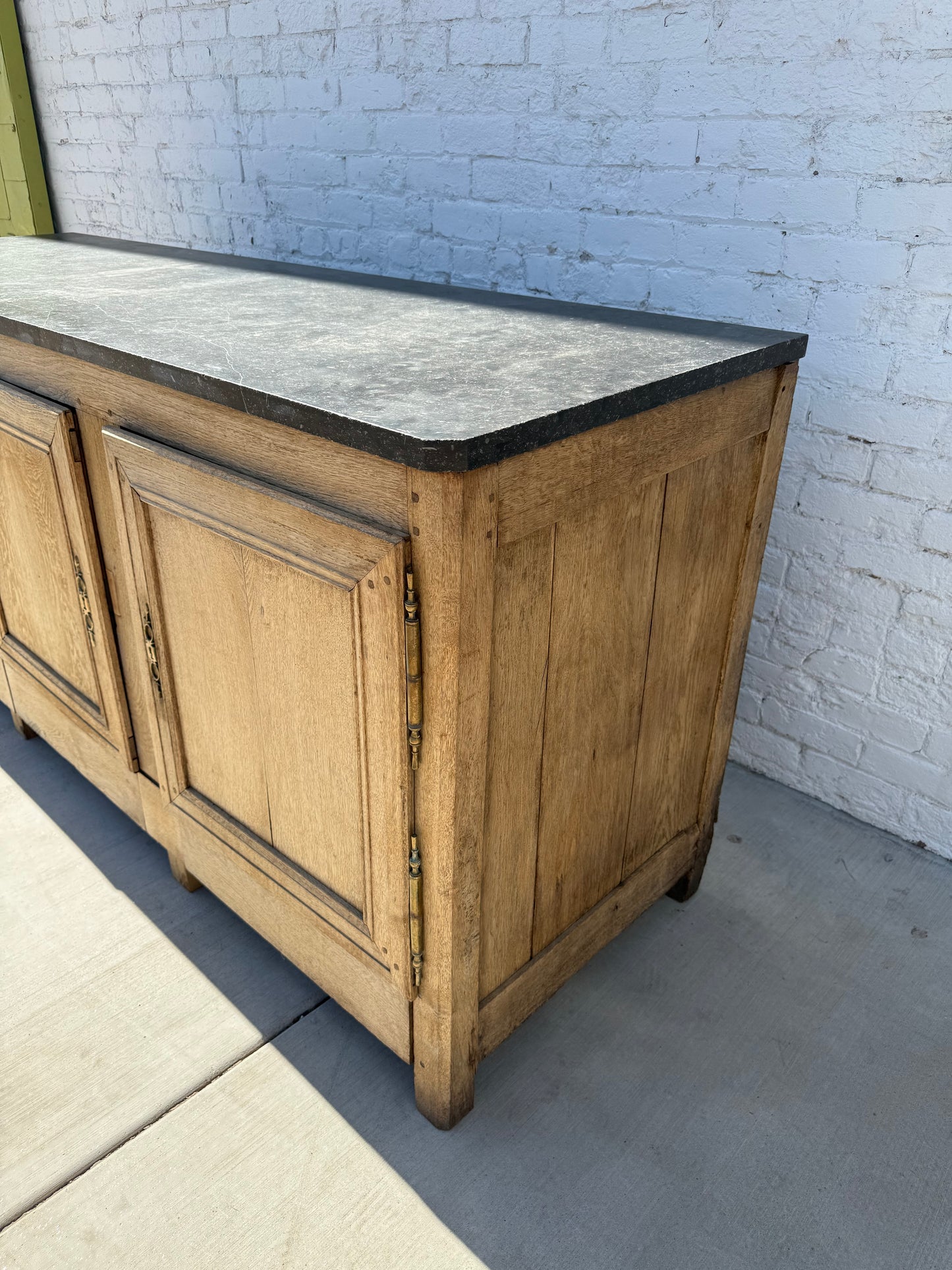 Bleached Oak Sideboard With Marble Top, c.1850 from Bretagne Region of France